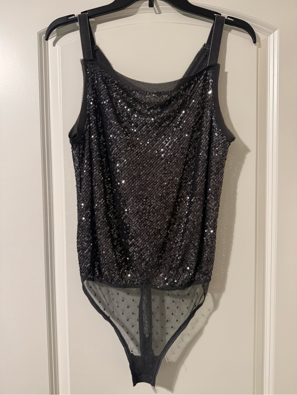 Free People Black Sequin Bodysuit Tank